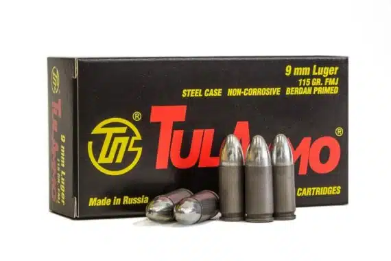 TULA 9mm Ammo 115 Grain FMJ Steel-Cased (1000 Rounds)