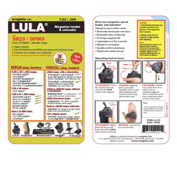 Maglula LULA SR25/DPMS 7.62x51mm/.308 Magazine Loader/Unloader