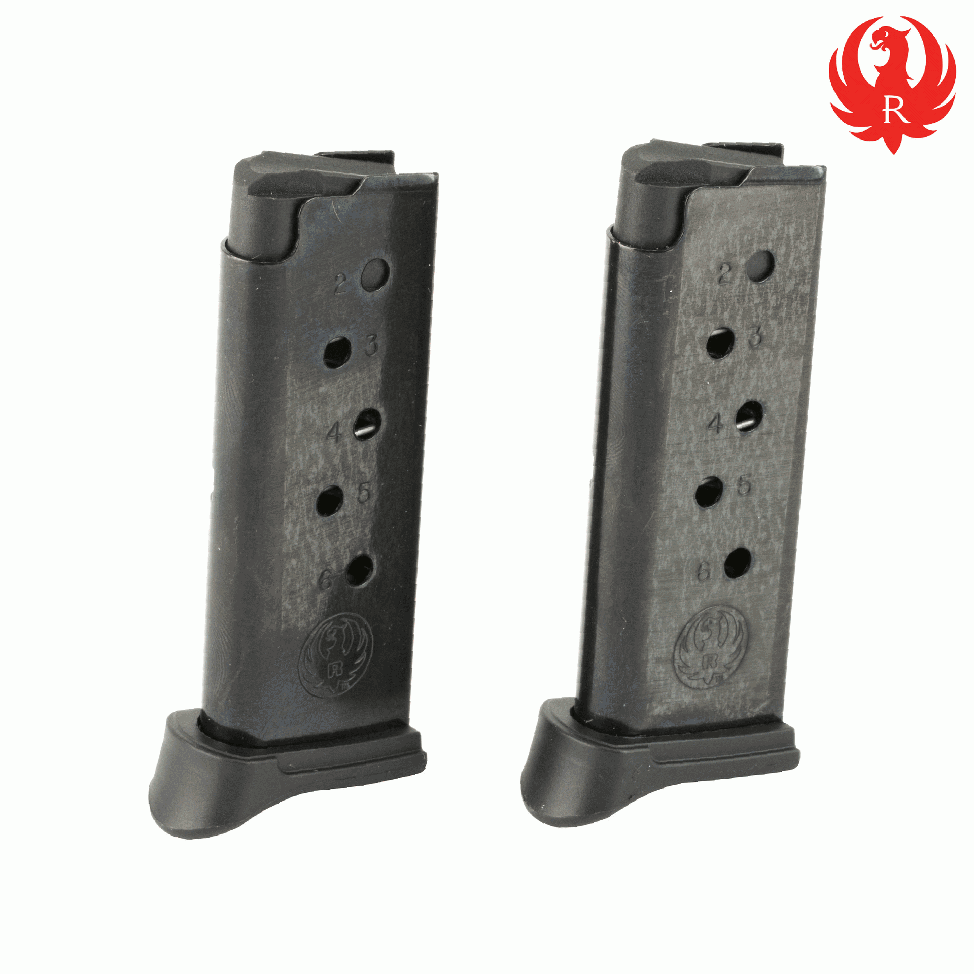 Ruger 90333 6 Round Rd Pistol Magazine Mag  LCP 380 ACP LCP380 W/ 2 Bases Ext 