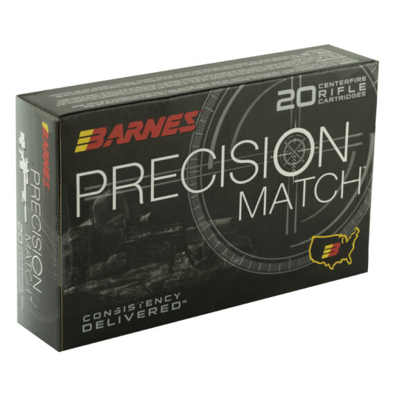 Barnes Precision Match .338 Lapua 300gr Open Tip Match Boat Tail Ammo 20-Round Box