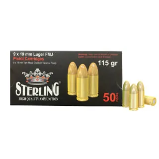Sterling Brass 9mm 115gr FMJ Ammo