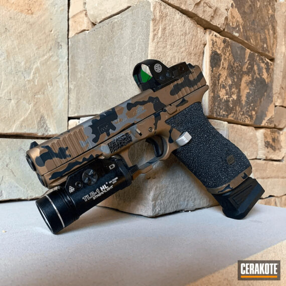 Custom Glock 17 Gen5 coated in Tactical Grey, Midnight and Burnt Bronze