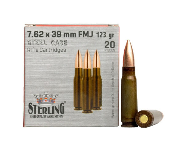 Sterling 7.62x39 123gr FMJ Steel Case Ammo