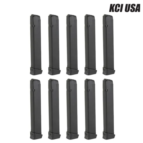 KCI 9mm 33 Round Extended Magazine for Glock 17, 19 Pistols (10 Pack)