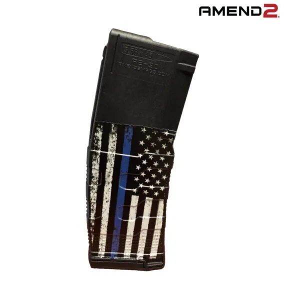 Amend2 Mod-3 AR-15 .223_5.56 30 Round Thin Blue Line Magazine