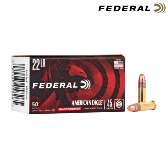 Federal American Eagle Suppressor .22 LR 45gr CPRN Ammo