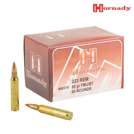 Hornady Custom .223 Remington 55gr FMJBT Ammo